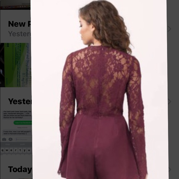 Trysta Wine Lace Romper - Picture 2 of 2